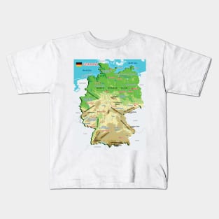 Physical map of Germany Kids T-Shirt